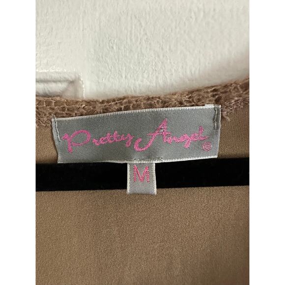 PRETTY ANGEL Knit Crochet Lace Layered Lagenlook Fairycore Mini Dress Sash Sz M - Picture 3 of 7